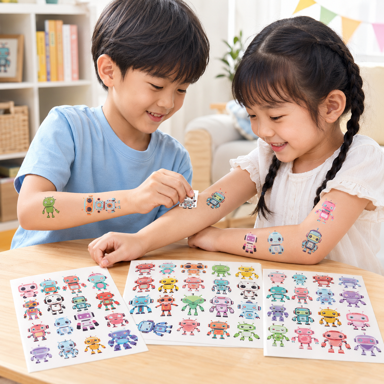 Play N Learn Robot Tattoo Stickers | Creative Party Fun (10 Sheets)