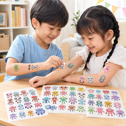 Play N Learn Robot Tattoo Stickers | Creative Party Fun (10 Sheets)