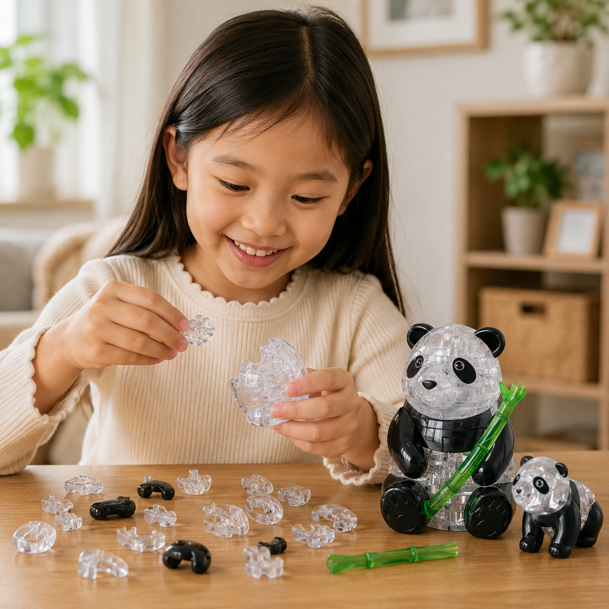 Play N Learn 3D Crystal Puzzle Panda & Baby Set | STEM Jigsaw Brain Teaser