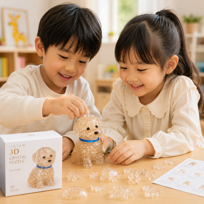 Play N Learn Apricot Toy Poodle 3D Crystal Puzzle | Jigsaw Educational Toy