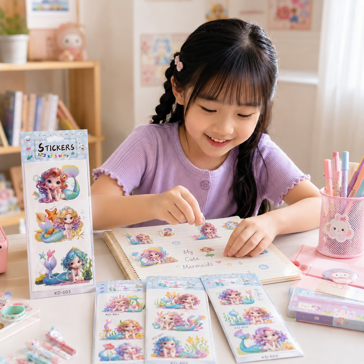 Play N Learn 3D Pop Up Stickers | Mermaid Ocean World for Kids Room & Décor