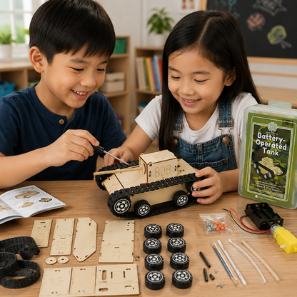 Play N Learn Discover & Assemble Battery Operated Military Tank | STEM Build Kit