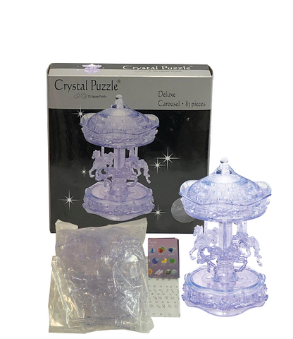 Play N Learn 3D Crystal Puzzle Clear Carousel | Spinning Jigsaw Brain Teaser & Display Gift