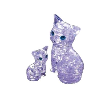 Play N Learn 3D Crystal Puzzle Clear Cat & Kitten Set | STEM Jigsaw Brain Teaser