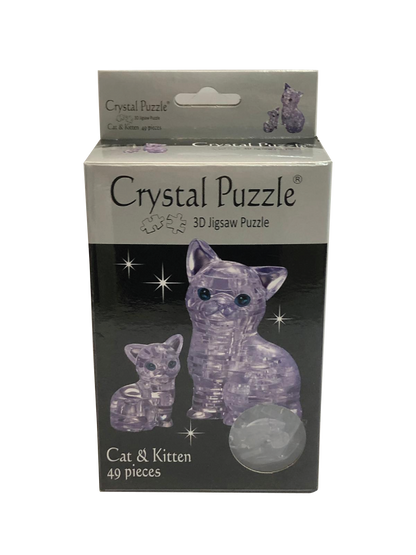 Play N Learn 3D Crystal Puzzle Clear Cat & Kitten Set | STEM Jigsaw Brain Teaser
