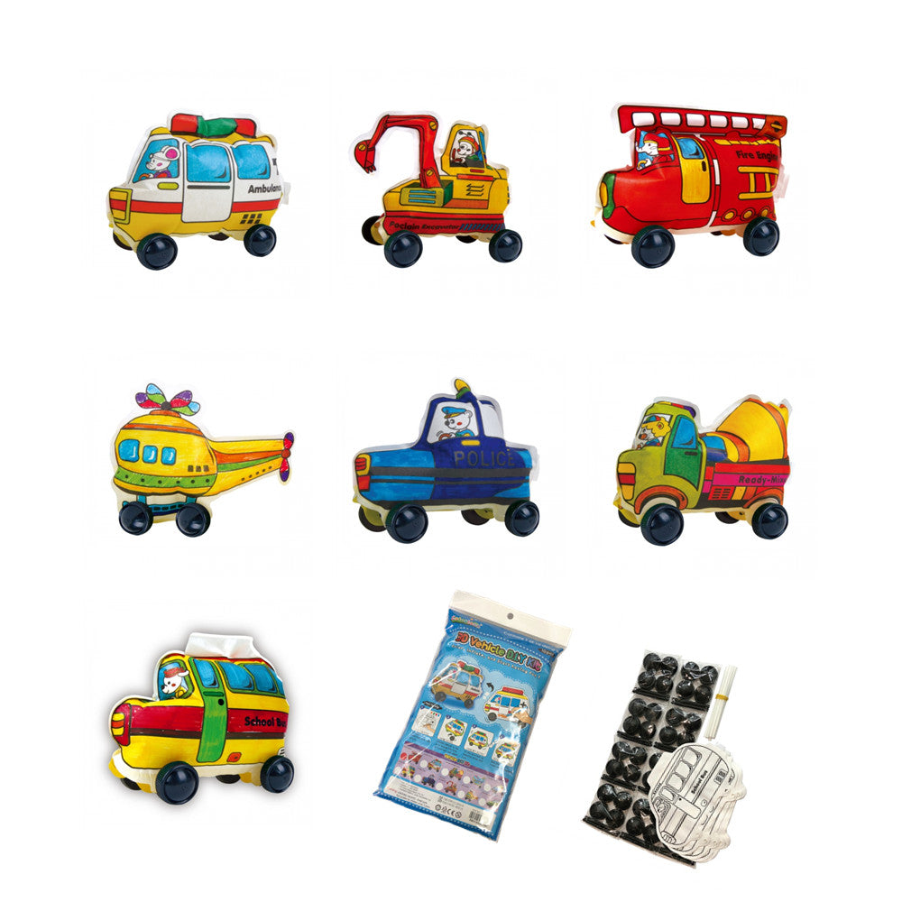 Creative Play N Learn Party Gift Craft Colorloon Colour and Inflate 3D Vehicle DIY Kits