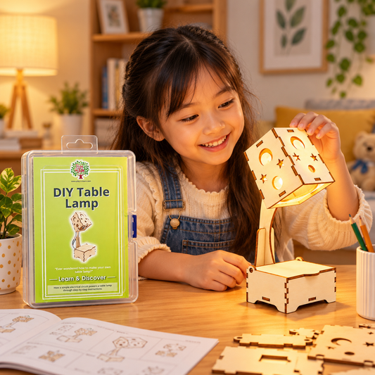 Play N Learn DIY Wooden Table Lamp Kit for Kids | STEM Science & Creative Learning Activity