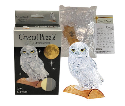 Play N Learn 3D Crystal Puzzle Clear/Black Owl | STEM Jigsaw Brain Teaser