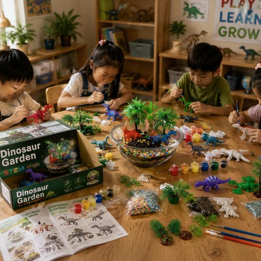 Play N Learn Dinosaur Garden DIY Kit for Kids | STEAM Craft & Growing Activity
