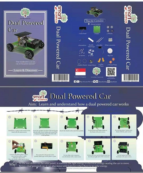 Self Assembly Dual Powered Solar and Battery Powered Car Science Toy Teaching Resource