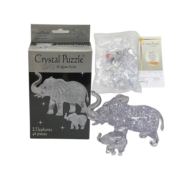 Jigsaw Puzzle Play N Learn 3D Crystal Puzzle Clear Elephant & Baby Set