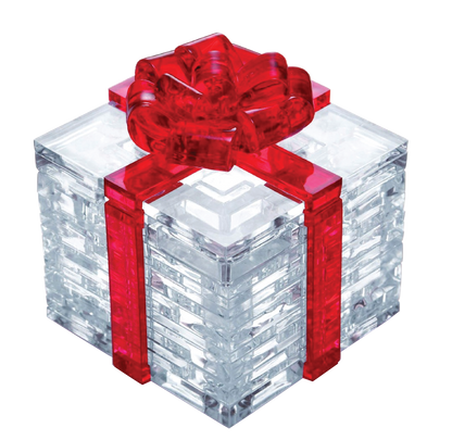 Play N Learn 3D Crystal Gift Box with Red Ribbon | Jigsaw Puzzle Building & Spatial Skills