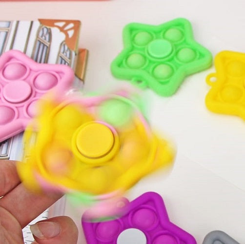 IQ Pop  Bubble Fidget Spinner with Keychain Party Gift Toy Random Colour 1 Piece