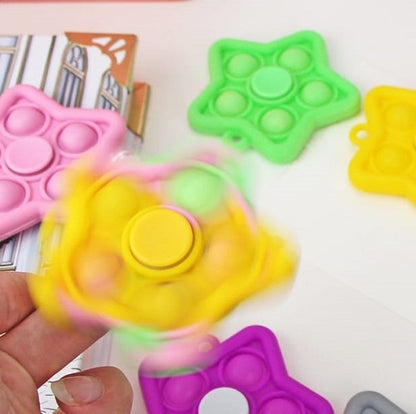 Play N Learn IQ Pop Bubble Fidget Spinner with Keychain | Party Gift Toy (Random Colour) 1 Piece