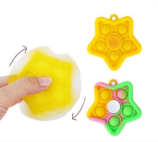 IQ Pop  Bubble Fidget Spinner with Keychain Party Gift Toy Random Colour 1 Piece