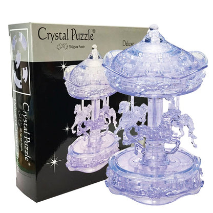Play N Learn 3D Crystal Puzzle Clear Carousel | Spinning Jigsaw Brain Teaser & Display Gift