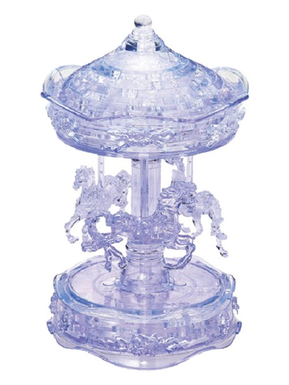 Play N Learn 3D Crystal Puzzle Clear Carousel | Spinning Jigsaw Brain Teaser & Display Gift