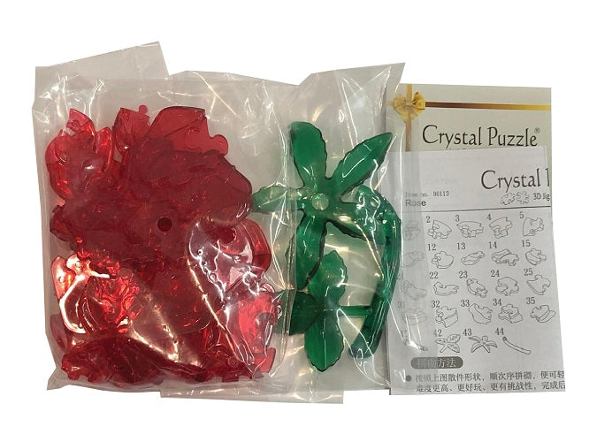 Jigsaw Puzzle Play N Learn 3D Crystal Puzzle Red Rose