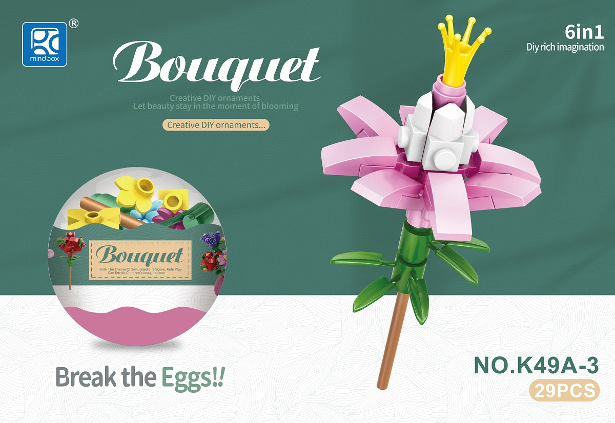 Build Your Own Creative Bricks Flowers Design Innovative  Party Gift