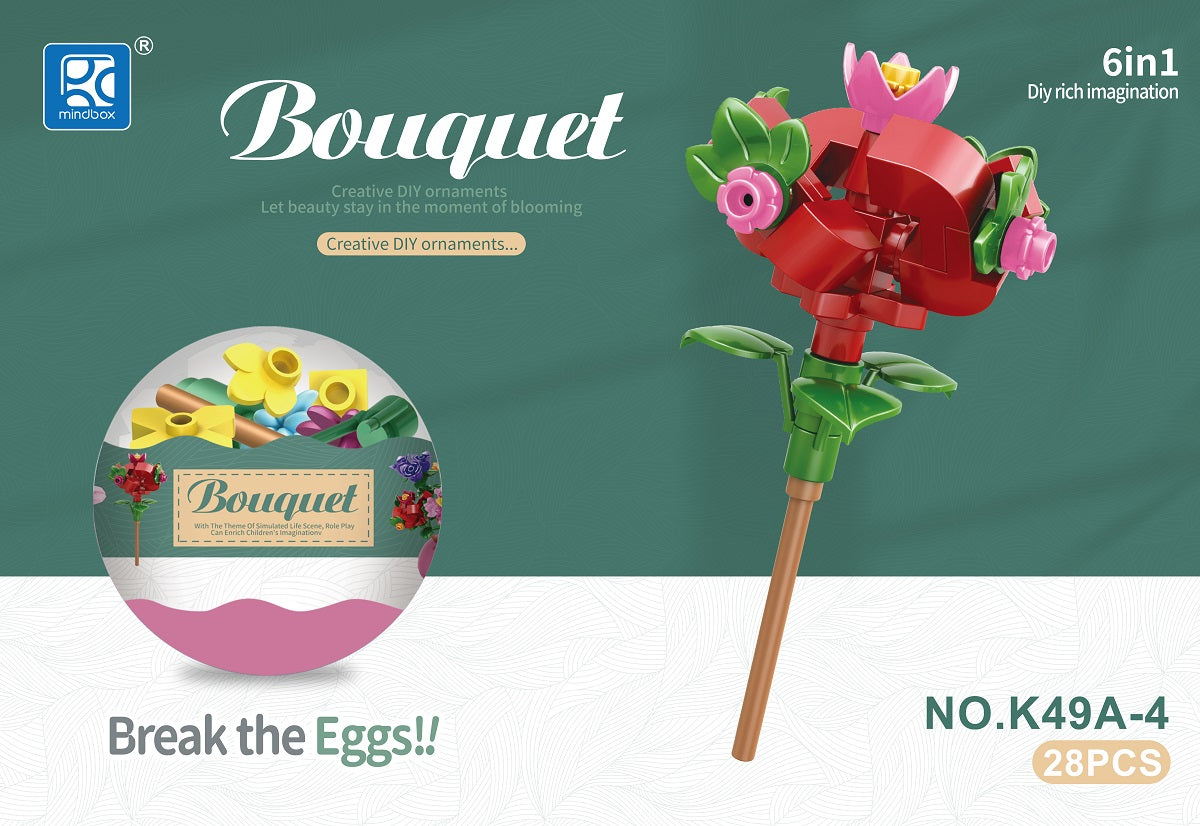 Build Your Own Creative Bricks Flowers Design Innovative  Party Gift