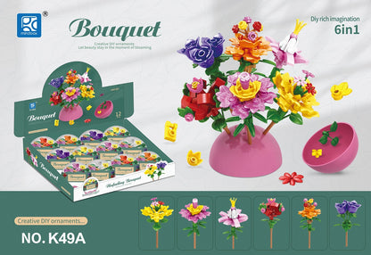 Play N Learn Build Your Own Creative Bricks Flower Design Kit | DIY Building Party Gift