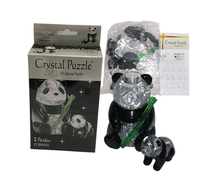 Play N Learn 3D Crystal Puzzle Panda & Baby Set | STEM Jigsaw Brain Teaser