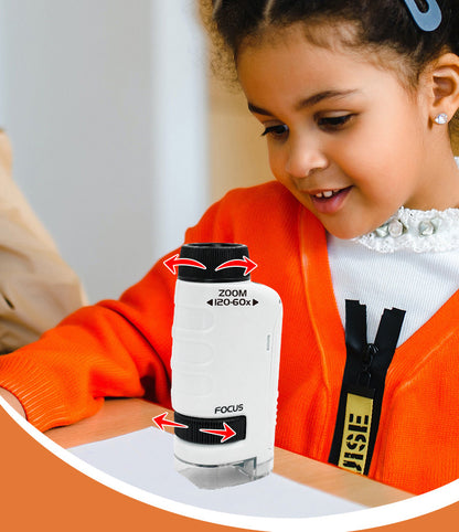 Play N Learn STEM Portable Microscope with 12 Prepared Slides | Science Exploration for Kids (Random Colour)
