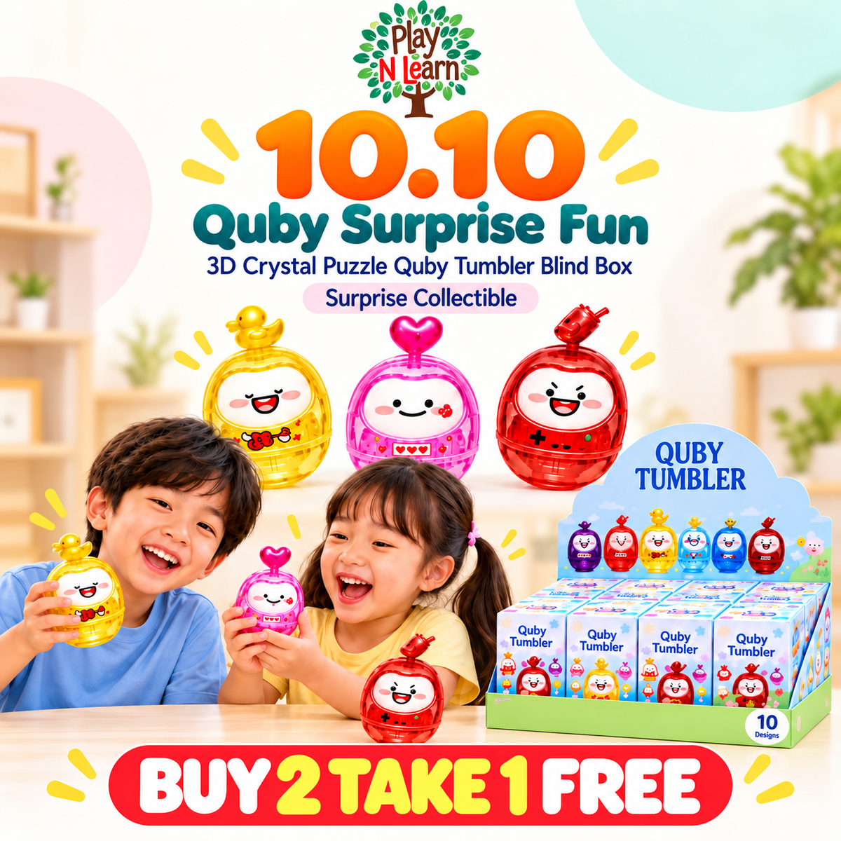 10.10 Mega Deal 3D Crystal Puzzle Quby Tumbler Blind Box | Surprise Collectible