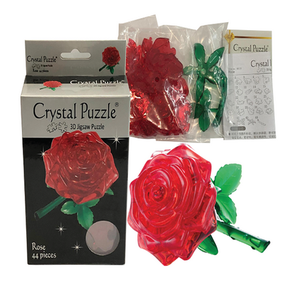 Play N Learn 3D Crystal Puzzle Red Rose | Romantic Gift & Brain Teaser