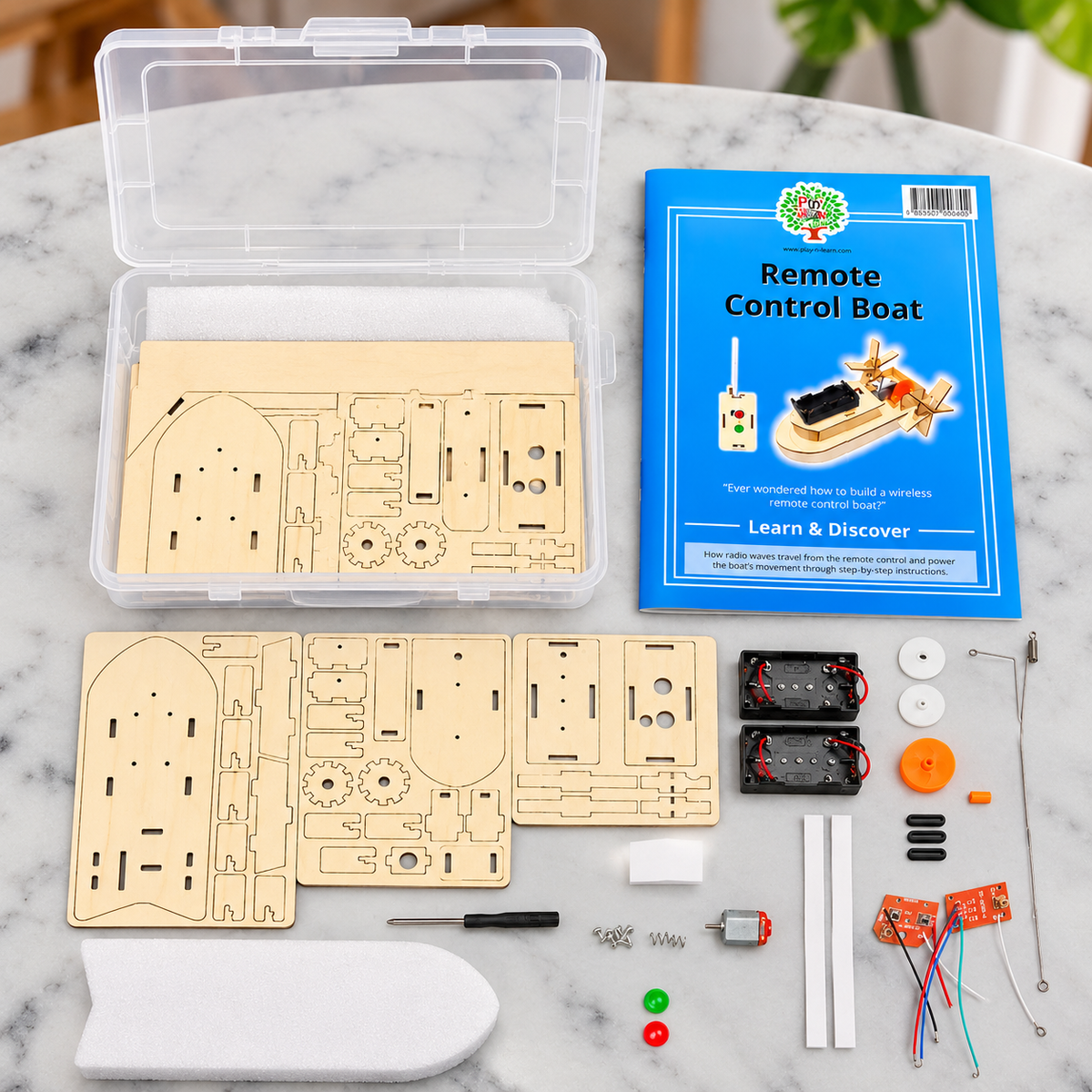 Play N Learn Remote Control Boat Kit | DIY Wireless STEM Science & Engineering Kit for Kids