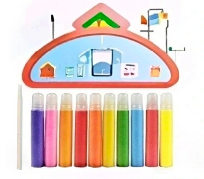 Play N Learn Creative Sand Art Kit with Coloured Sand Tubes | DIY Craft for Kids (Box)