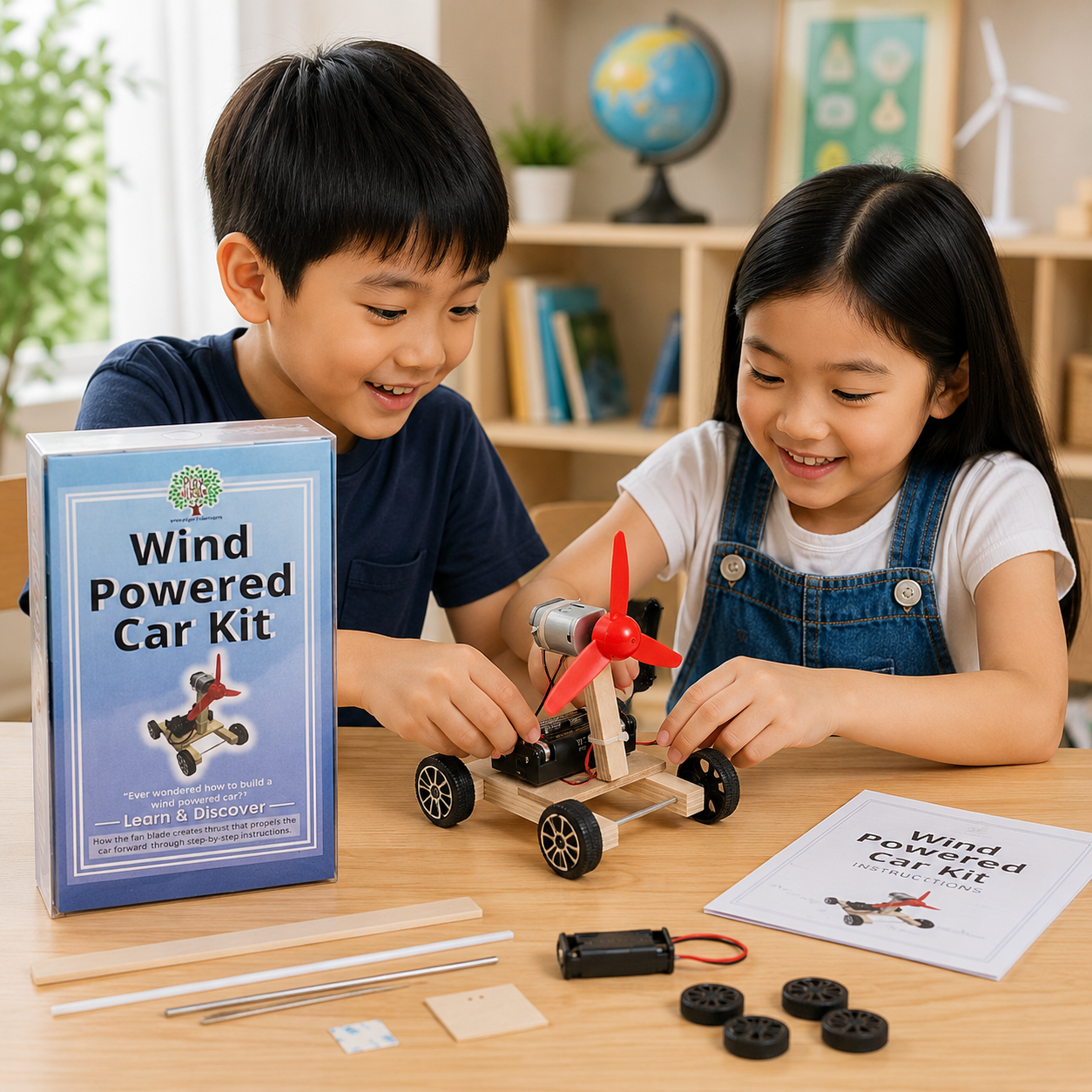 Play N Learn Self-Assembly Wind Powered Car | STEM Renewable Energy Kit