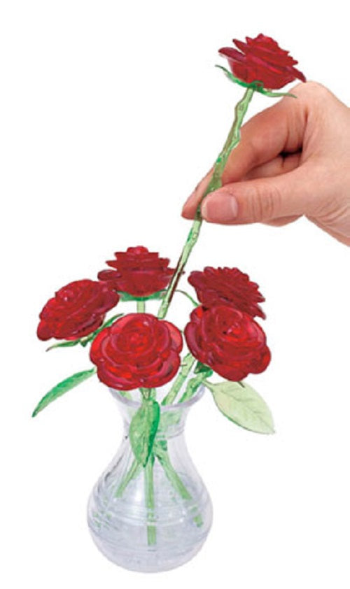 Jigsaw Puzzle Play N Learn 3D Crystal Puzzle Six Roses Red
