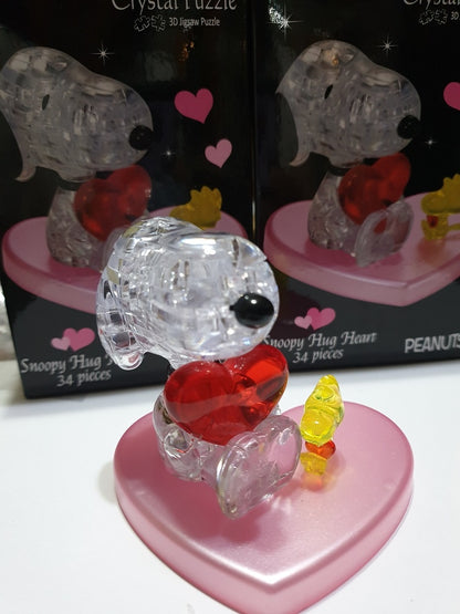 Play N Learn 3D Crystal Puzzle Snoopy Hugs Heart | Valentine & Anniversary Gift Puzzle