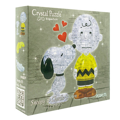 Play N Learn 3D Crystal Puzzle Snoopy and Charlie Brown | Deluxe Jigsaw Brain Teaser & Display Gift