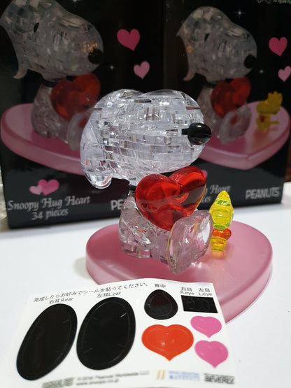 Play N Learn 3D Crystal Puzzle Snoopy Hugs Heart | Valentine & Anniversary Gift Puzzle
