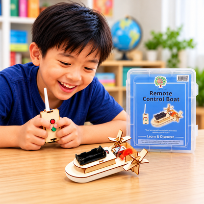 Play N Learn Remote Control Boat Kit | DIY Wireless STEM Science & Engineering Kit for Kids