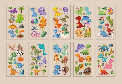 Play N Learn Dinosaur Tattoo Stickers for Kids | Party Gift Pack of 10 Sheets