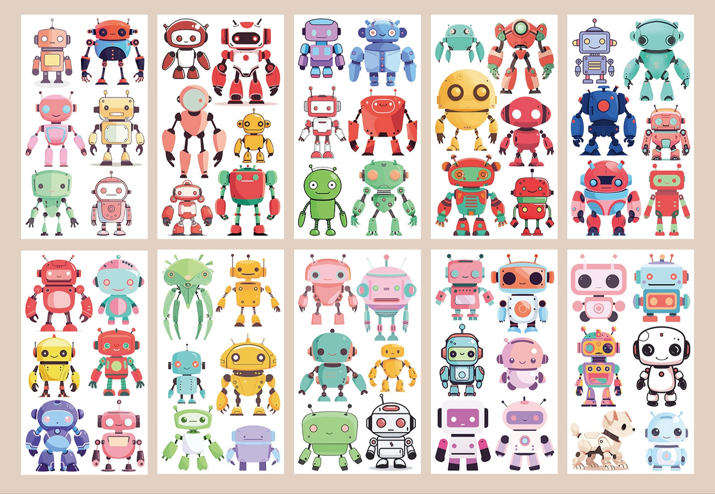 Tattoo Stickers Robot For Kids 1 Pack of 10 sheets