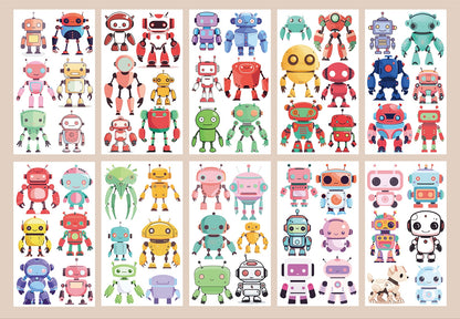 Play N Learn Robot Tattoo Stickers | Creative Party Fun (10 Sheets)