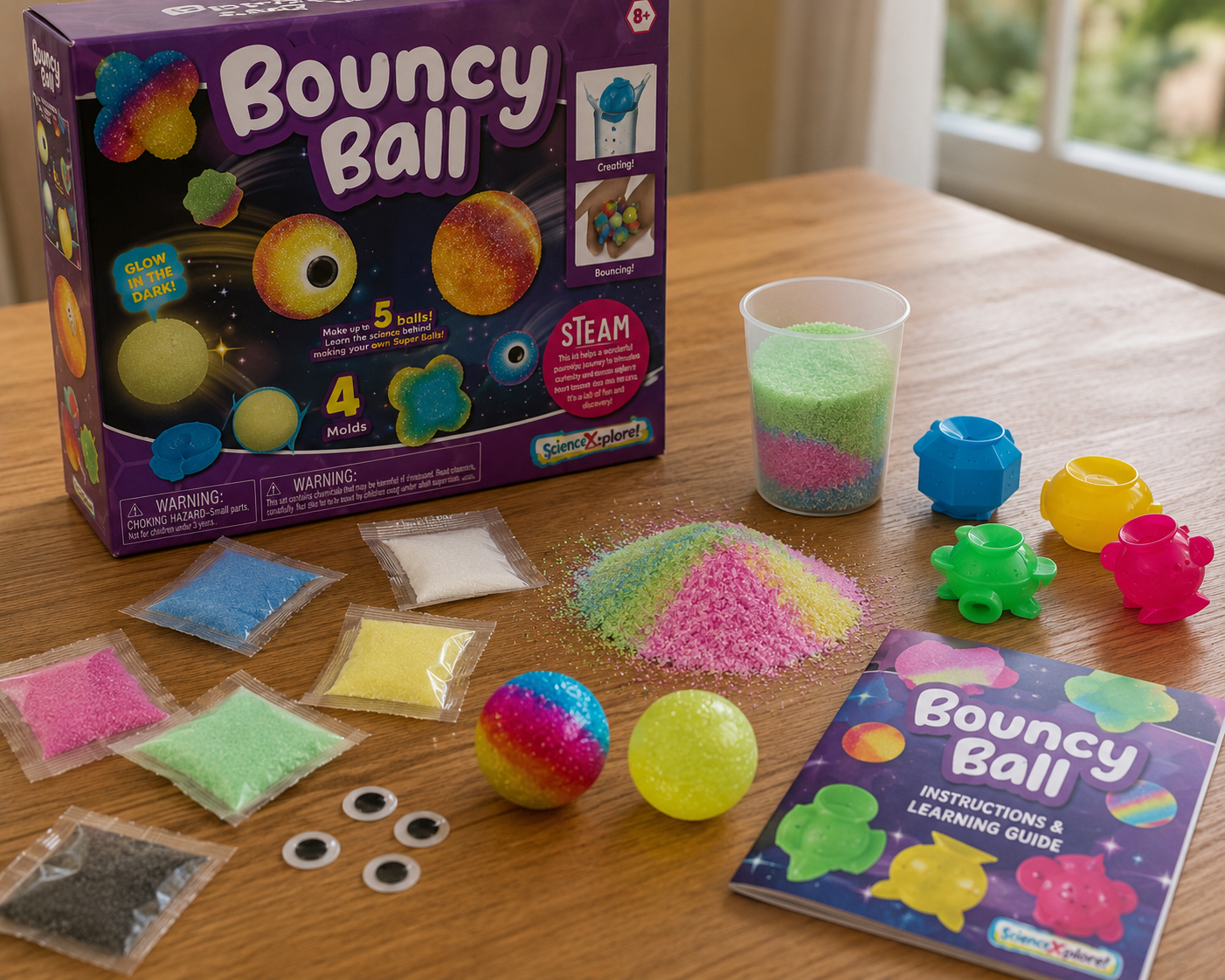Play N Learn Science Explore Make Your Own Glow in the Dark Bouncy Ball Kit | STEAM Craft Activity
