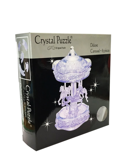 Play N Learn 3D Crystal Puzzle Clear Carousel | Spinning Jigsaw Brain Teaser & Display Gift