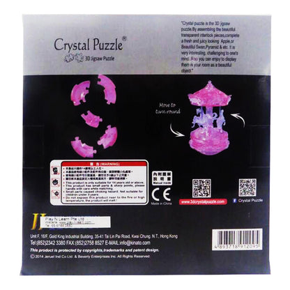 Play N Learn 3D Crystal Puzzle Pink Carousel | Spinning Jigsaw Brain Teaser & Display Gift