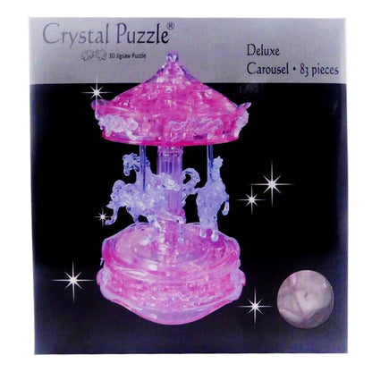 Play N Learn 3D Crystal Puzzle Pink Carousel | Spinning Jigsaw Brain Teaser & Display Gift