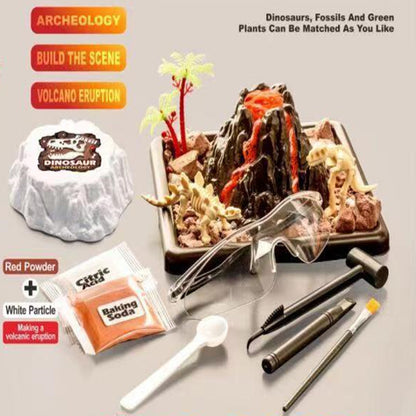 Play N Learn Volcano Eruption & Dino Excavation Kit | 2-in-1 Prehistoric Science Adventure