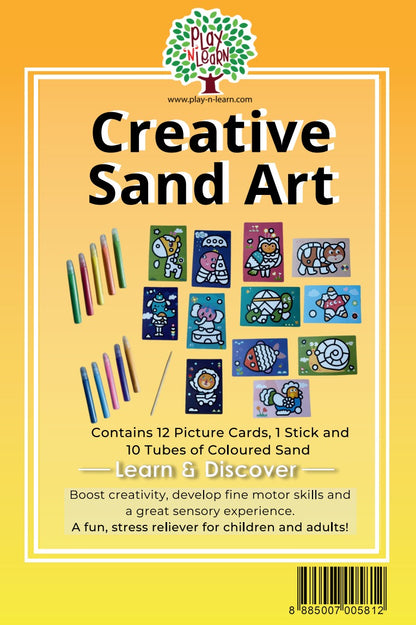Play N Learn Creative Sand Art Kit with Coloured Sand Tubes | DIY Craft for Kids (Box)