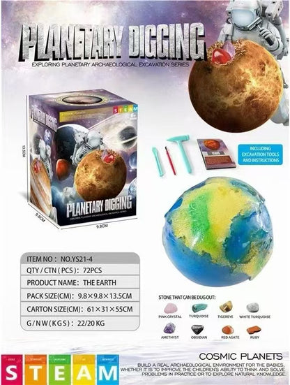 Play N Learn STEAM Planet Exploration & Excavation Crystal Gem Kit | Geology & Planetary Science