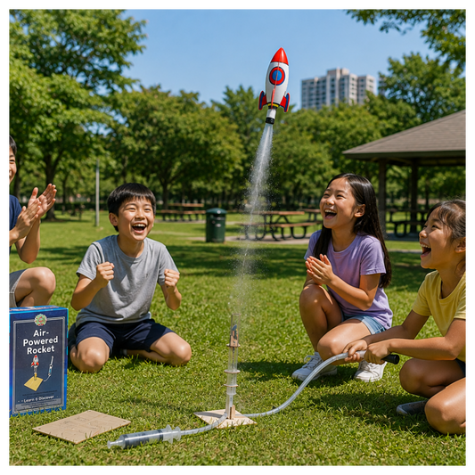 Play N Learn STEM Air Powered Rocket Launcher Science Kit for Kids | Physics Experiments