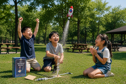 Play N Learn STEM Air Powered Rocket Launcher Science Kit for Kids | Physics Experiments
