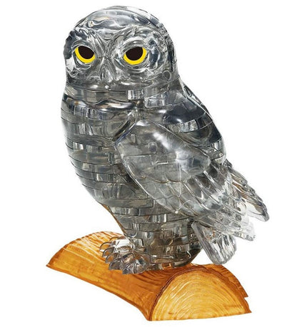 Play N Learn 3D Crystal Puzzle Clear/Black Owl | STEM Jigsaw Brain Teaser